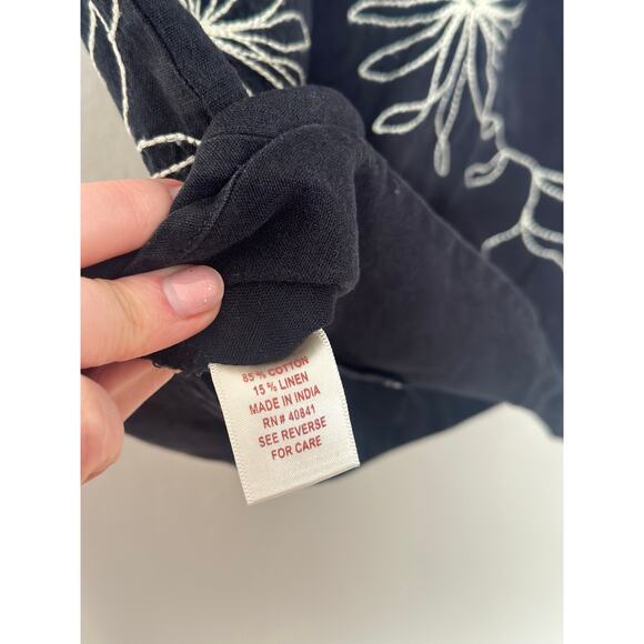 Large Adventura Clothing Linen Cotton Embroiderd Floral Tank Top Blouse Womens - Picture 6 of 11